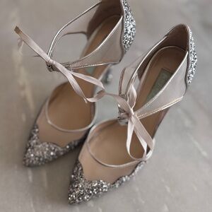 Betsey Johnson Elegant Silver Glitter Women's Heels